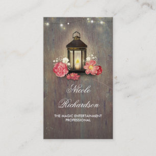 Vintage Lantern och Rustic Barn Wood Land Visitkort