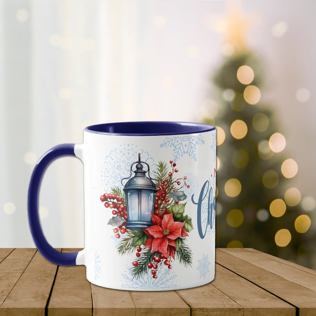 Vintage Lantern Poinsettia jul Bouquet Mugg (Skapare uppladdad)