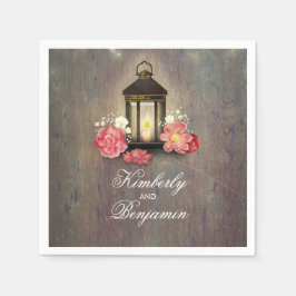 Vintage Lantern Rustic Barn Wood Bröllop Pappersservett