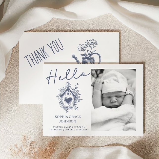 Vintage lantlig charm Hello Baby Foto Meddelande (Skapare uppladdad)