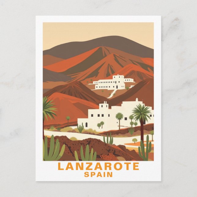Vintage Lanzarote, Spanien Reseminnestkort Vykort (Framsida)