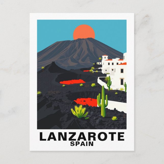 Vintage Lanzarote, Spanien Resemotiv Vykort (Framsida)