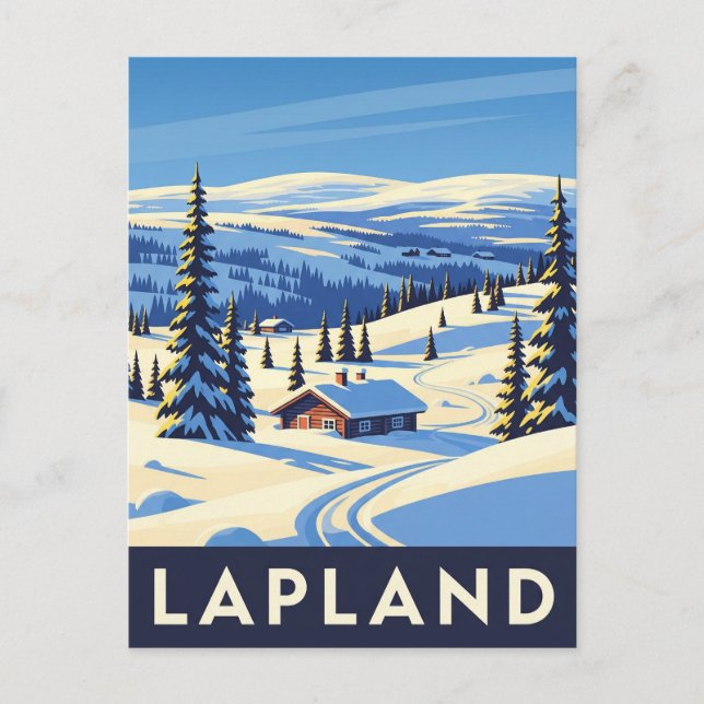 Vintage Lapland Finland Travel Vykort (Framsida)