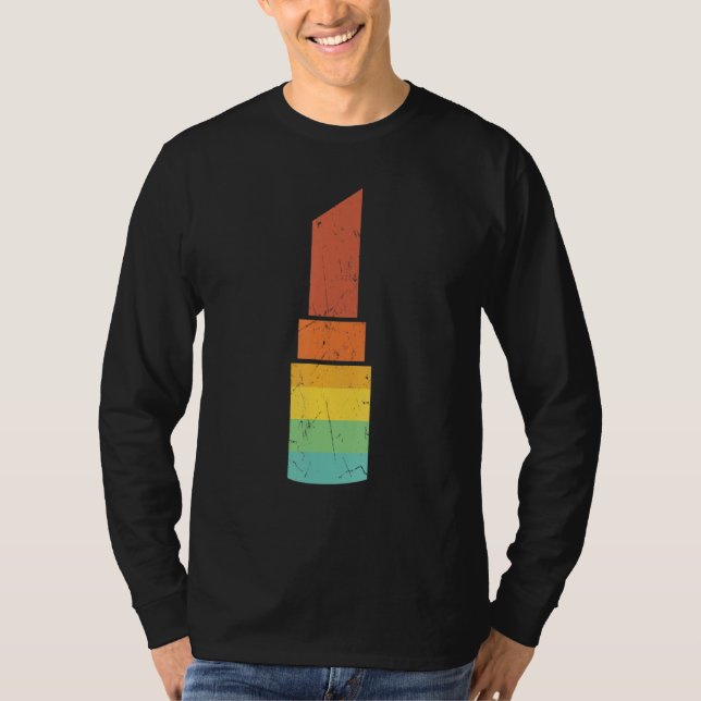 Vintage läppstift konst med distresserad makeup t shirt (Framsida)