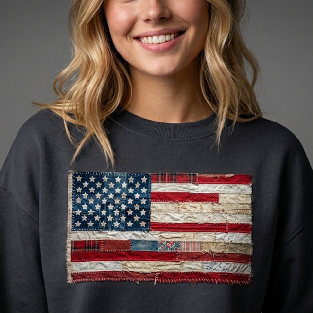 Vintage lapptäcke amerikansk flagg tröja rustik (Skapare uppladdad)