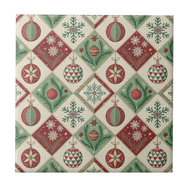 Vintage lapptäcke quilta julmönster kakelplatta (Framsidan)