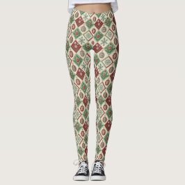 Vintage lapptäcke quilta julmönster leggings