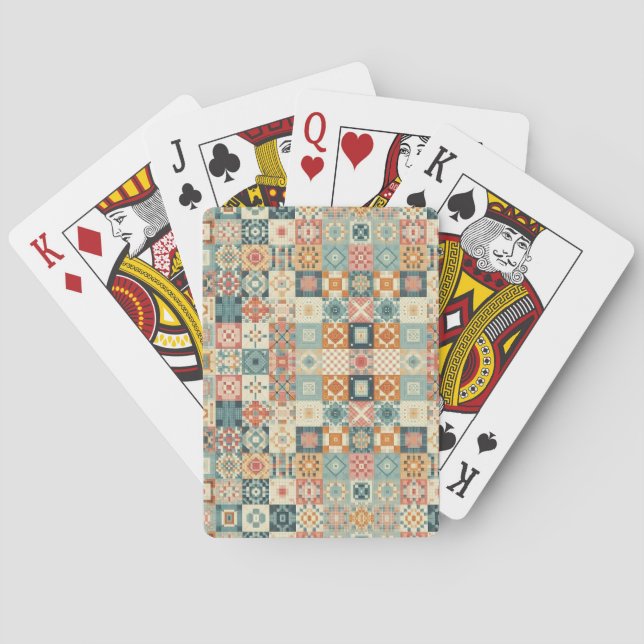 Vintage, lapptäcke, utvändigt utseende casinokort (Baksidan)