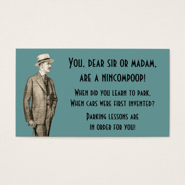 Vintage Lär dig att parkera Visitkort (Framsidan)