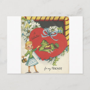 Vintage Lärare med Schoolhouse Valentine Helg Vykort