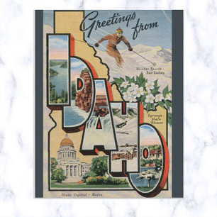 Vintage Large Brev Idaho Vykort