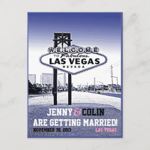Vintage Las Vegas Bröllop fotospara datumet Meddelande Vykort