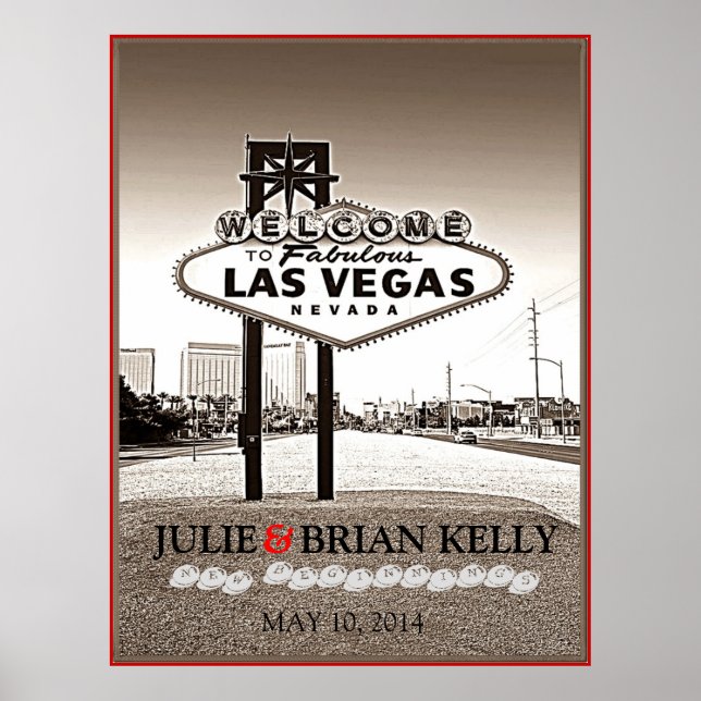 Vintage Las Vegas Bröllopsgästbok Poster (Framsidan)