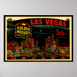 Vintage Las Vegas Casino Strip Poster 13 x 19