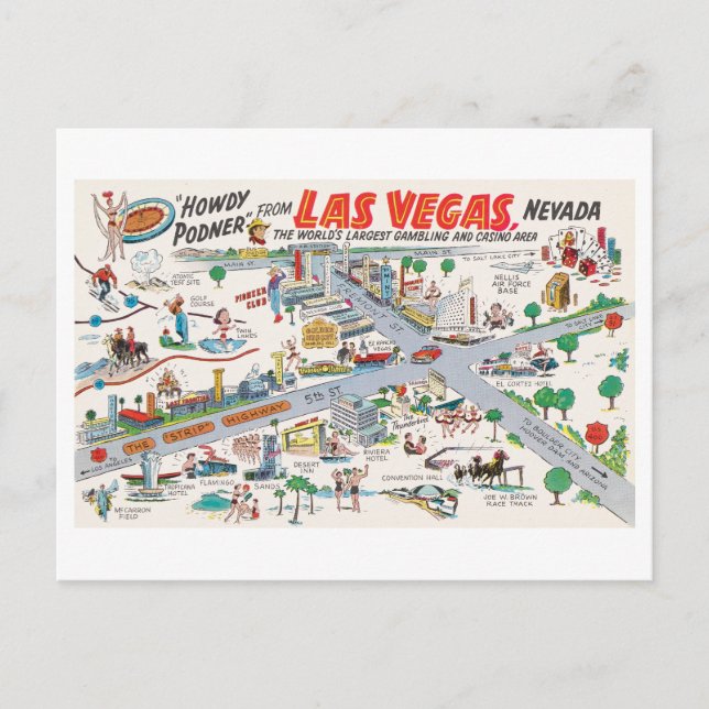 Vintage Las Vegas Karta vykort (Framsida)