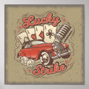 Vintage Las Vegas Lucky Strejka Poster