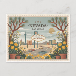 Vintage Las Vegas Nevada Resemärke Konst Vykort