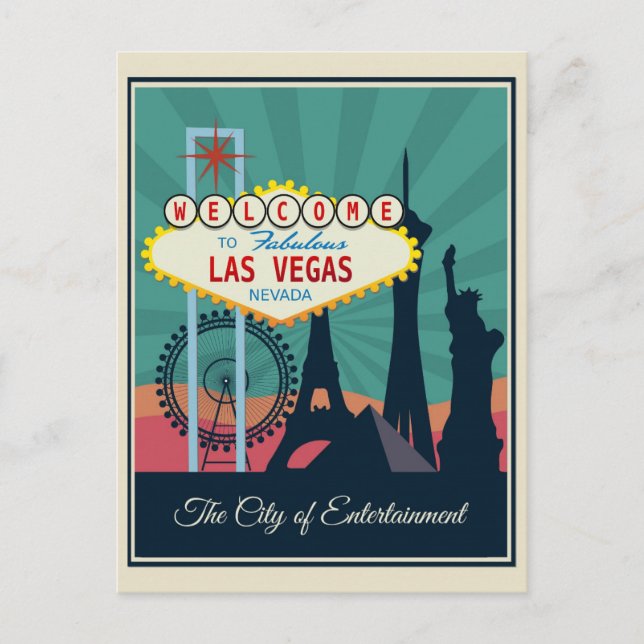 Vintage Las Vegas Nevada Retro Travel Vykort (Framsida)
