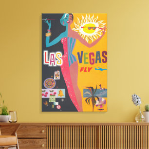 Vintage Las Vegas-spel Resor Affisch Konst Canvastryck