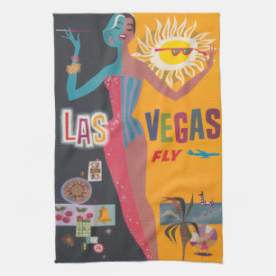 Vintage Las Vegas-spel Resor Affischkonst Kökshandduk