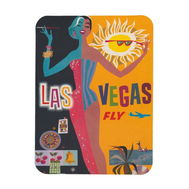 Vintage Las Vegas-spel Resor Affischkonst Magnet (Vertikal)