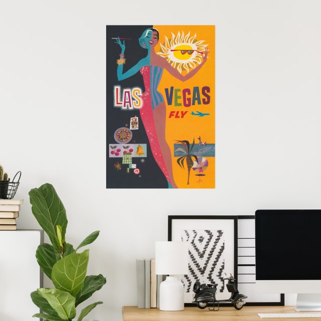 Vintage Las Vegas-spel Resor Affischkonst Poster (Hemmakontoret)