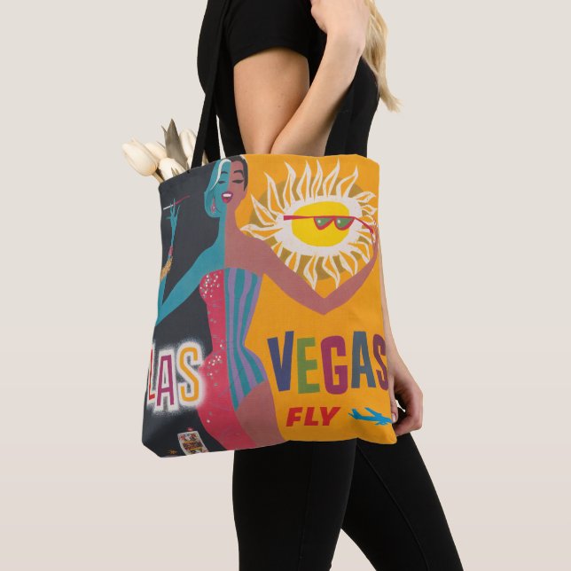 Vintage Las Vegas-spel Resor Affischkonst Tygkasse (Närbild)