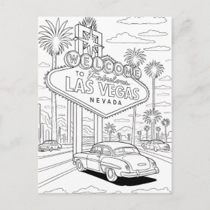 Vintage Las Vegas-utfyllnadssida för skyltfärgning Vykort