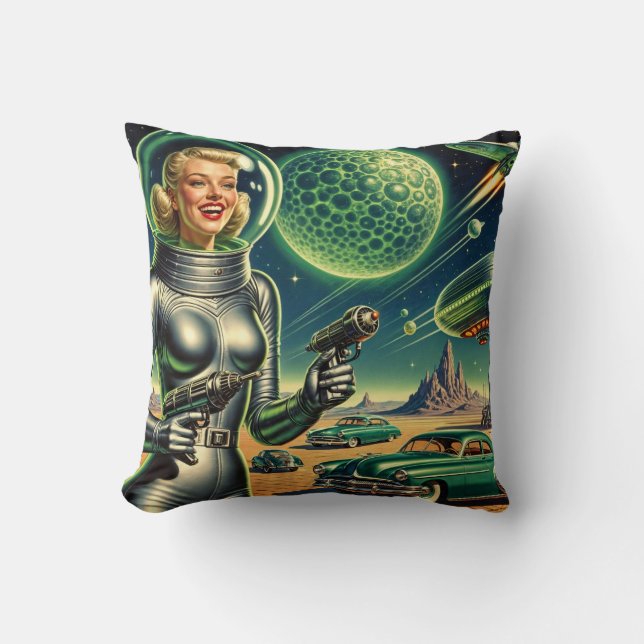 Vintage Laserstråle Pin-Up  Kudde (Framsida)