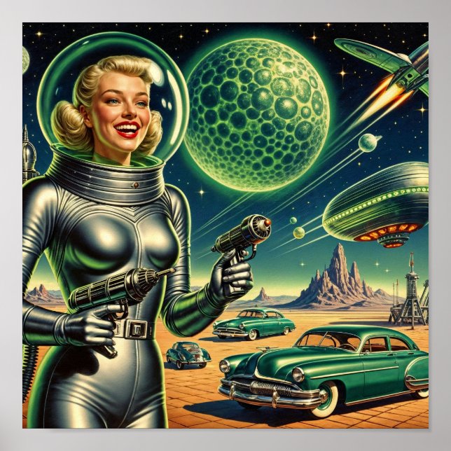 Vintage Laserstråle Pin-Up  Poster (Framsidan)