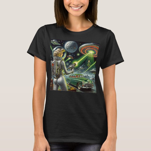 Vintage Laserstråle Pin-Up  T Shirt (Framsida)