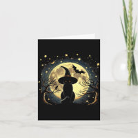 Vintage läskig Halloween svart katt Van Gogh stjär