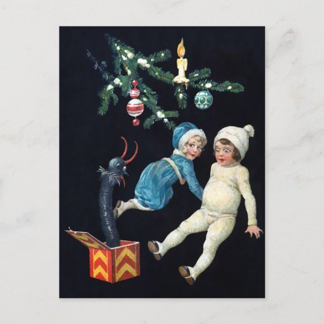 Vintage läskig Krampus-leksak Vykort (Framsida)