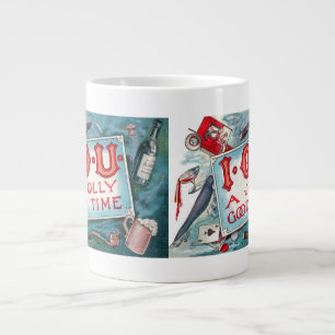 Vintage Lastar Fester, Spelande Drickande Rökning Jumbo Mugg