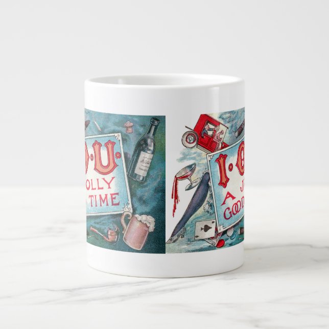Vintage Lastar Fester, Spelande Drickande Rökning Jumbo Mugg (Framsidan)