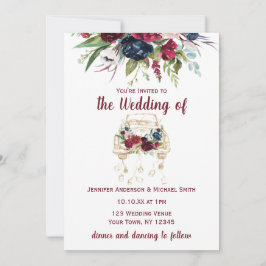 Vintage Lastbil Burgundy Bröllop Spara Datumet