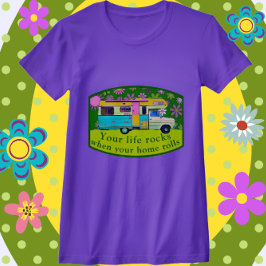 Vintage Lastbil Camper Life Sten Mod Flowers T Shirt