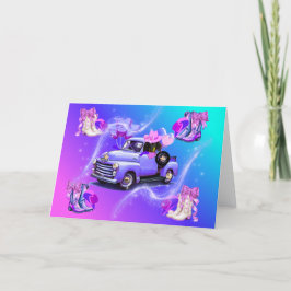 Vintage Lastbil Cowgirl Boots & Weenie Hund Card Kort