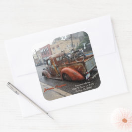 Vintage Lastbil & cykel/Jerome AZ-kuvertförsegling Fyrkantigt Klistermärke