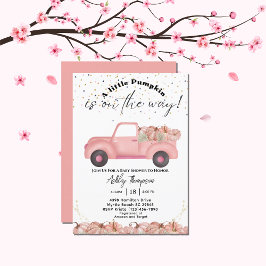 Vintage Lastbil Fall Rosa Pumpkin Baby Shower Inbjudningar