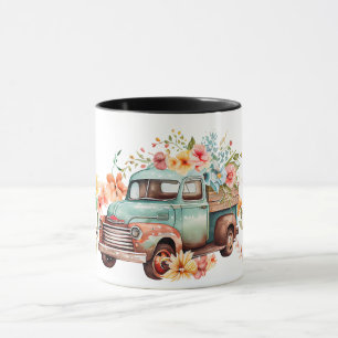Vintage Lastbil Fallblommor Mugg
