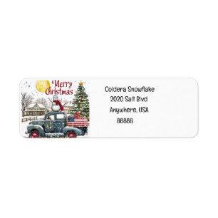 Vintage Lastbil God Jul Adressetiketter Returadress Etikett