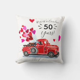 Vintage Lastbil Hearts-årsdagen Lägg till Namn Kudde