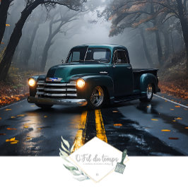 Vintage Lastbil Höstvågen Découpage Papper