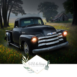 Vintage Lastbil i Meadows och Barn Découpage Pappe