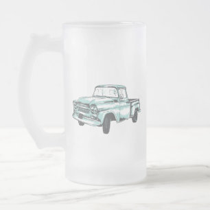 Vintage Lastbil Illustration Frostat Ölglas