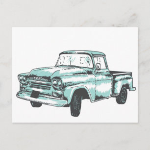 Vintage Lastbil Illustration Vykort