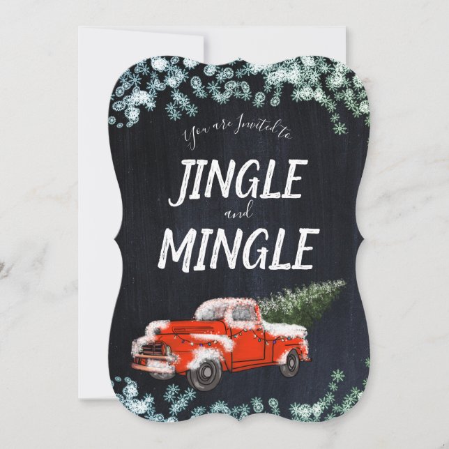 Vintage Lastbil Jingle Mingle Julfest Inbjudningar (Framsida)