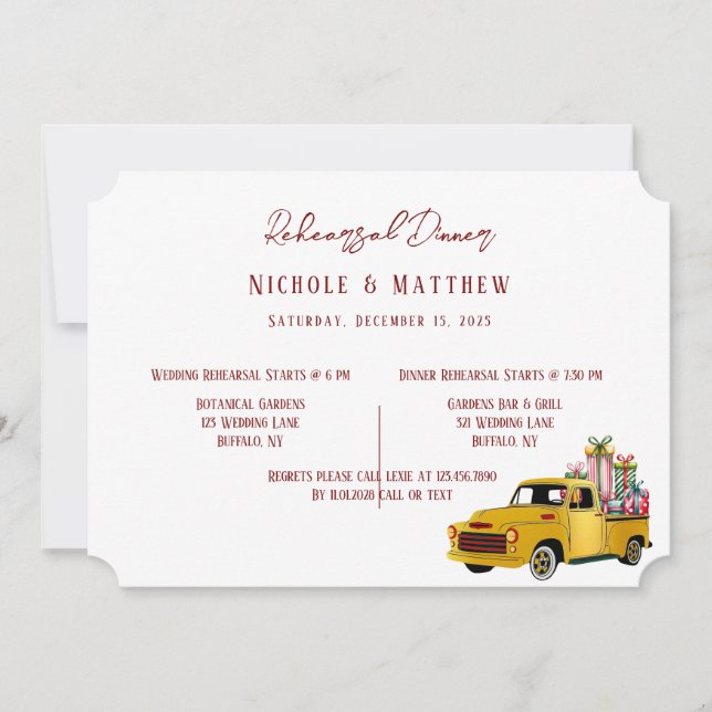 Vintage Lastbil jul - repetitionsmiddag Inbjudningar (Framsida)