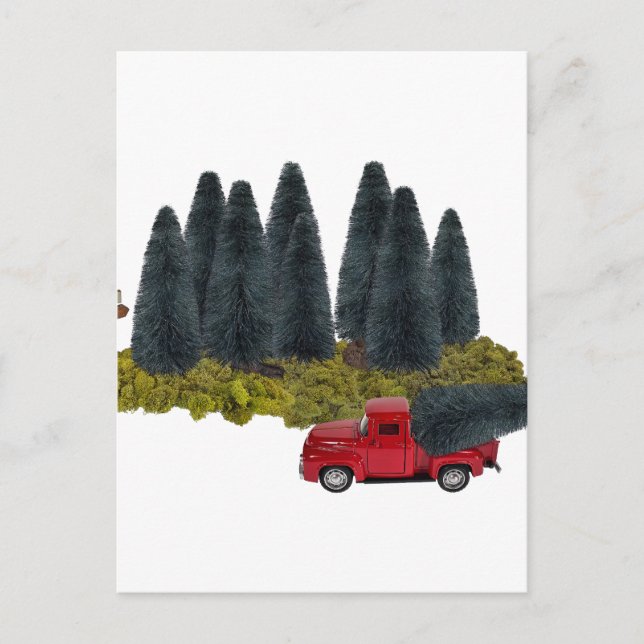 Vintage Lastbil med Julgran Vykort (Framsida)